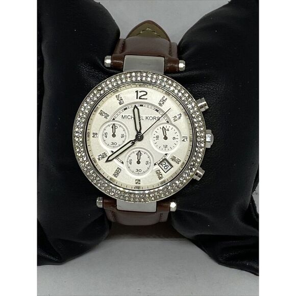 Michael Kors MK5353 Women\'s Brown Leather Analog Silver Dial Quartz Watch XX484 main image 12